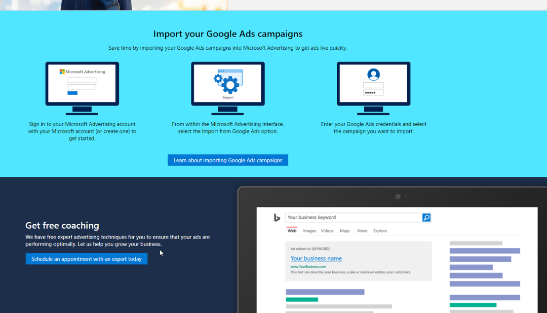 Możliwość importu kampanii z Google Ads do Microsoft Advertising