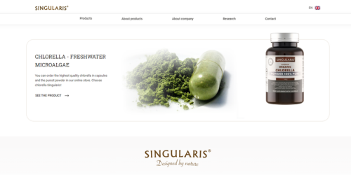 Anglojęzyczna strona landing page dla producenta Singularis