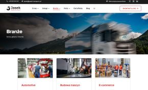 Podstrona Branże na jasek-transport.pl z kafelkami obsługiwanych sektorów