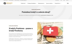 Podstrona Kredyty frankowe na kwmediator.pl z ofertą bezpłatnej analizy umowy